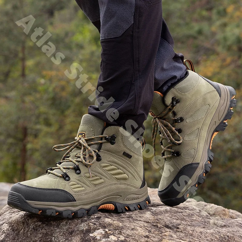 Unisex Outdoor Hiking Boots Waterproof Non Slip High Top Trekking Shoes Breathable Durable Anti Wear Camping Trail Climbing Shoe