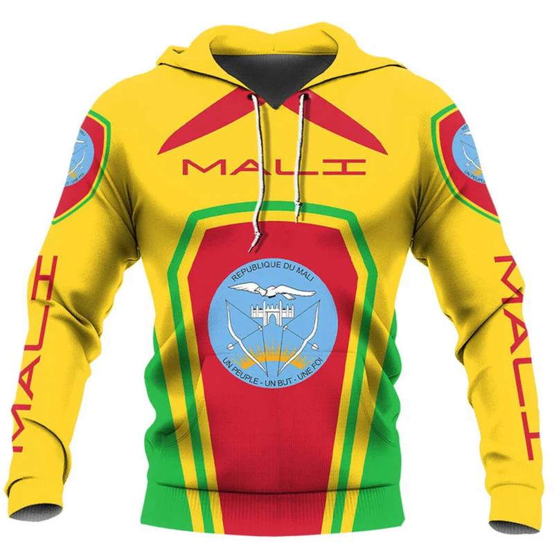 Vintage Mali ML National Emblem Flag Graphic Men Women Hooded Sweatshirts Fashion Long Sleeve Oversized Pullovers Tops Hoodies