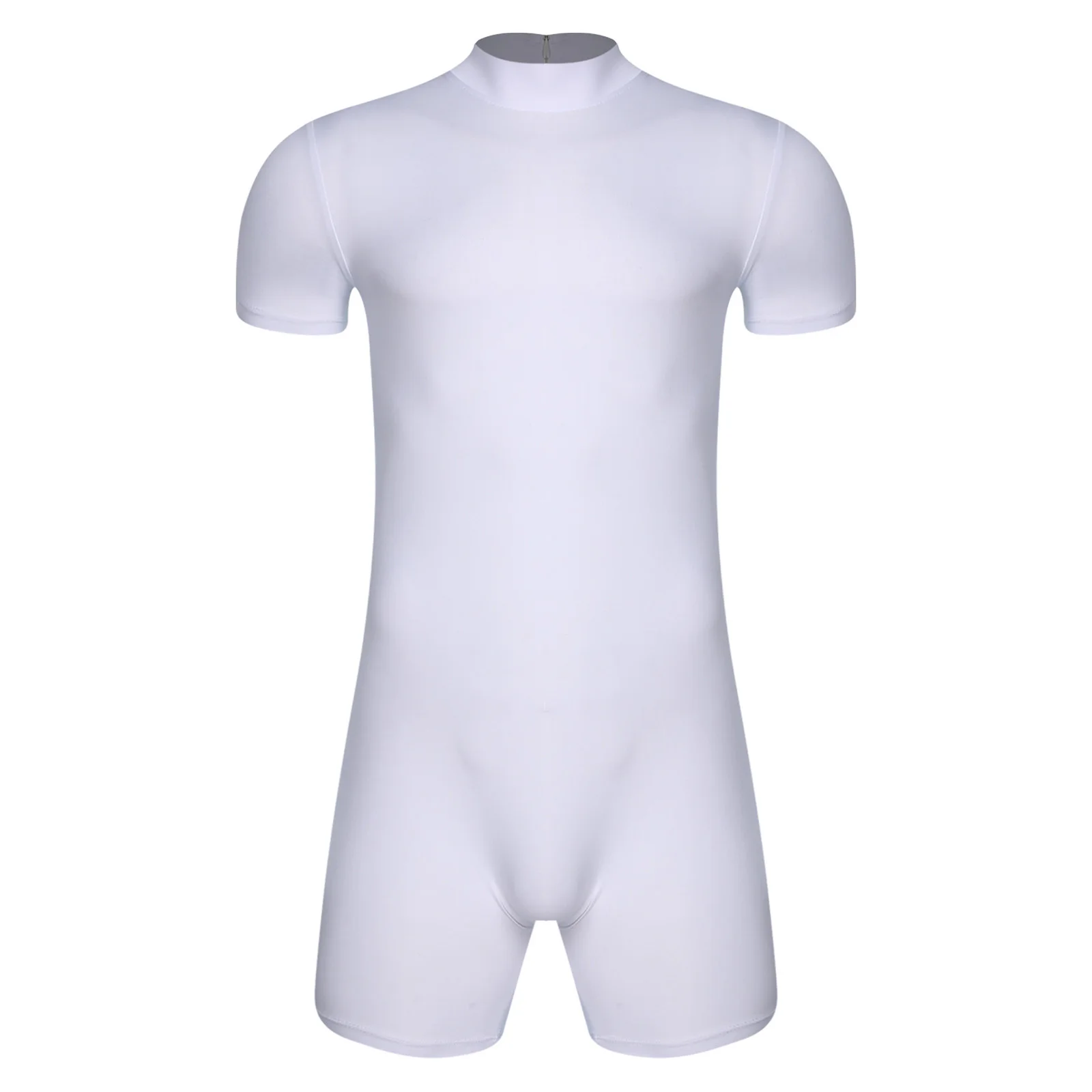 

Men‘s Stretchy Pajamas Bodysuit Short Sleeve Skinny O-neck Jumpsuit for Jogging Yoga Cycling Workout Gym Daily Casual Shape-wear