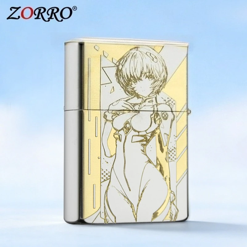 [ZORRO] New Chrome-plated Windproof Kerosine Lighter, Exquisitely Carved Retro Personalized Men’s Cigarette Accessories Gift