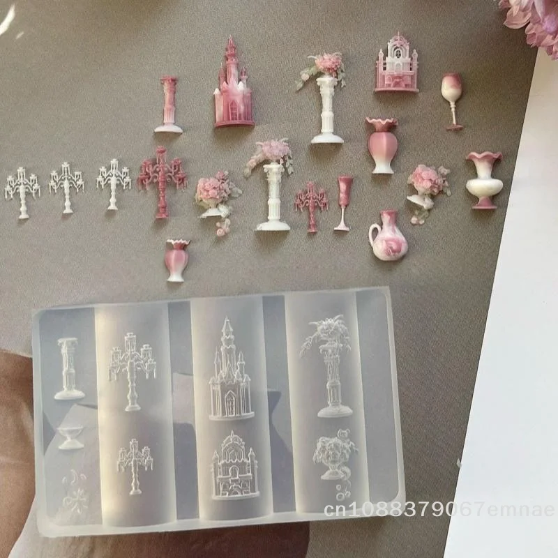 3D Silikon-Nagelstempel mit Blumen-, Schleifen- und Schmetterlingsdesign, Transparente Nagelkunst-Dekorationsplatten, Maniküre-Werkzeuge für Kreative Nägel