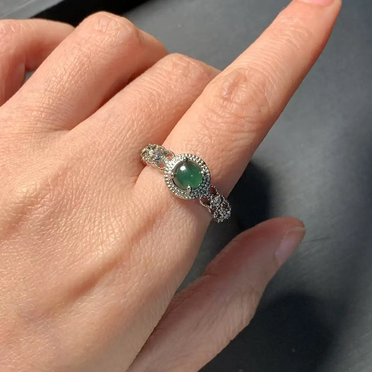 Natural Burma Jade Ring Adjustable Female Ring Jewelry for Women Gift Wholesale High Quality Vintage Fine view 5
