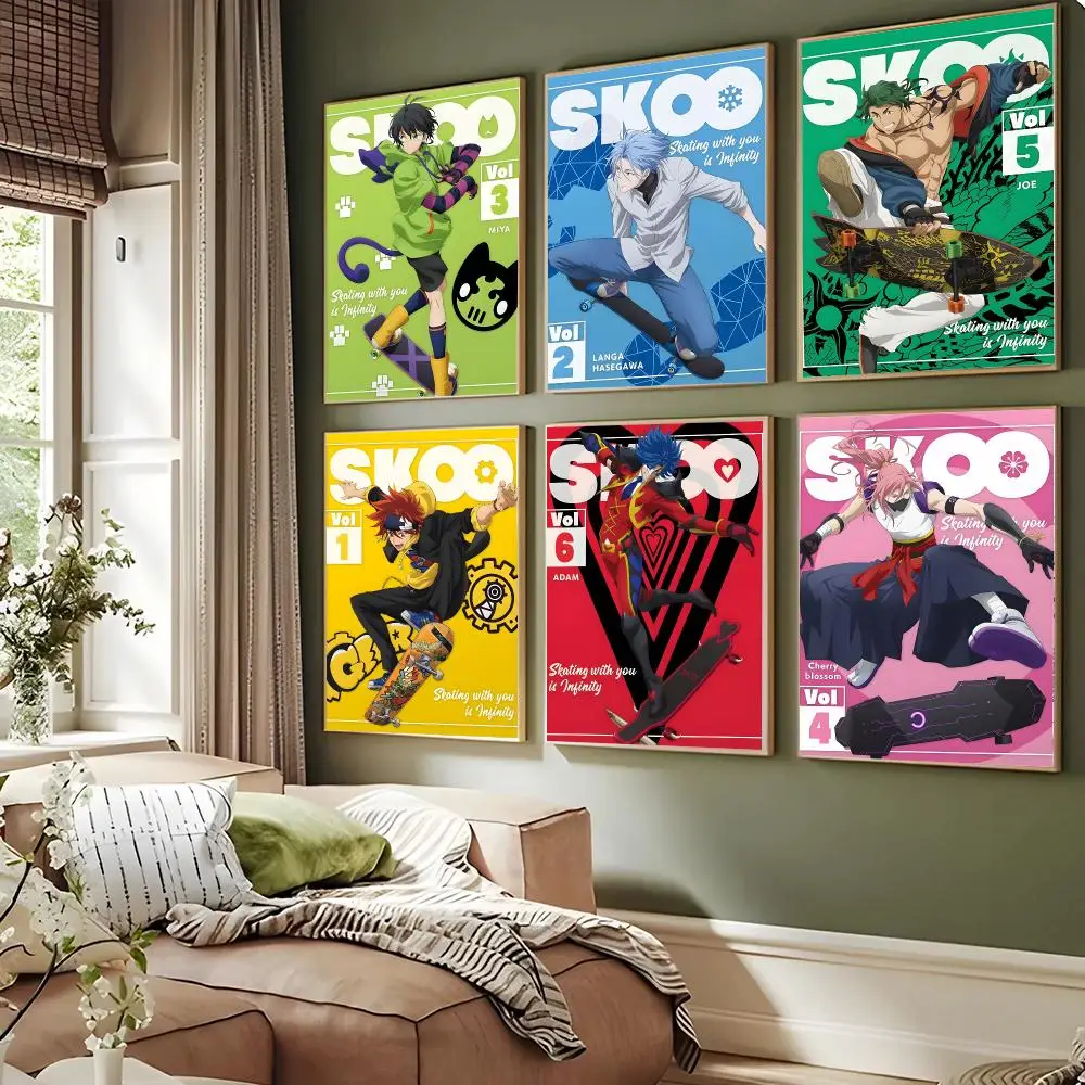 SK8 the Infinity Anime Sports Poster Waterproof Sticky Wall Art Print For Bedroom Living Room Hallway Bar Home Decor