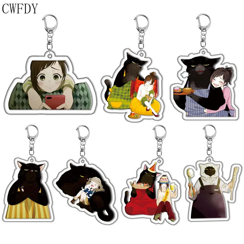 Anime The Masterful Cat Is Depressed Again Today Keychain Dekiru Neko Wa Kyou Mo Yuuutsu Acrylic Key Chain Cosplay Accessories