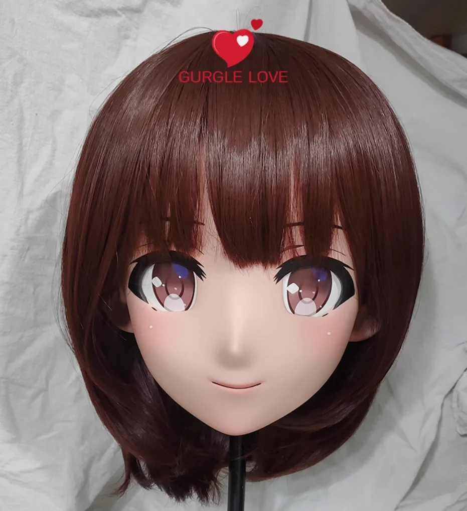 (GLb357)Customize Character Female Girl Resin Half Head Crossdress Cosplay Japanese Anime Role Kigurumi Mask With Eyes And Wig