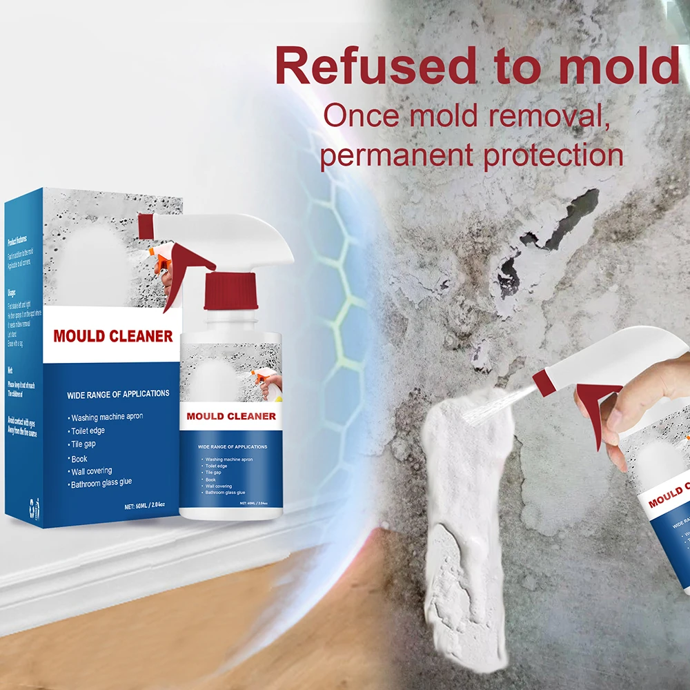 60ml Mould Removal Spray Home Wall Mold Stains Remover Spray Cleaner Multifunctional  Removal Spray for Bathroom Kitchen Sink