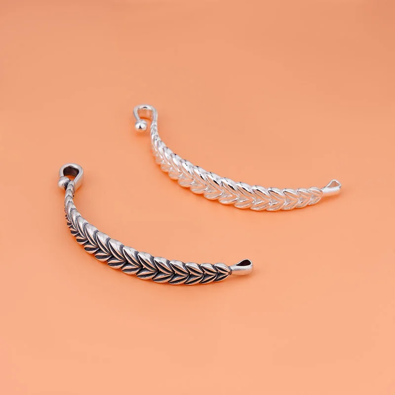 

925 sterling silver diy semi-finished wheat solid bend pipe handmade bracelet accessories