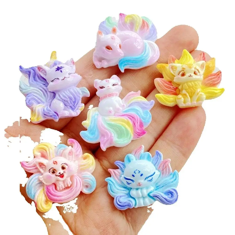 10PCS Resin Cute Cartoon Rainbow Colored Kitten Figurine Flatback Stone Animals Scrapbook DIY Jewelry Decor Crafts Accessories