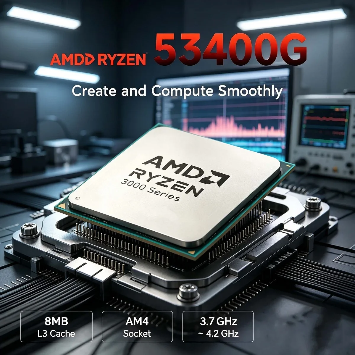 Processeur de bureau AMD Ryzen 5 3400G R5 3400G, socket AM4, 3,7 GHz, 4 cœurs, 8 threads, graphismes Radeon