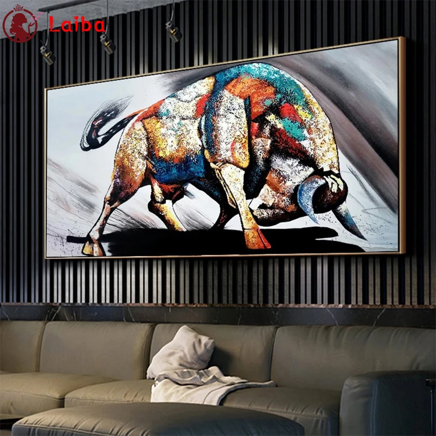 

Diamond Painting Abstract animal art, painted cow Cross Stitch Diamond Mosaic Picture Of Embroidery crystal Beaded Handicraft