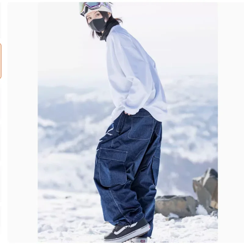 

JOHN SNOW Loose Snowboard Wear Waterproof Windproof Warm Female Ski pant Snow Trousers Jumpsuit Winter Outdoor Skiing Pants