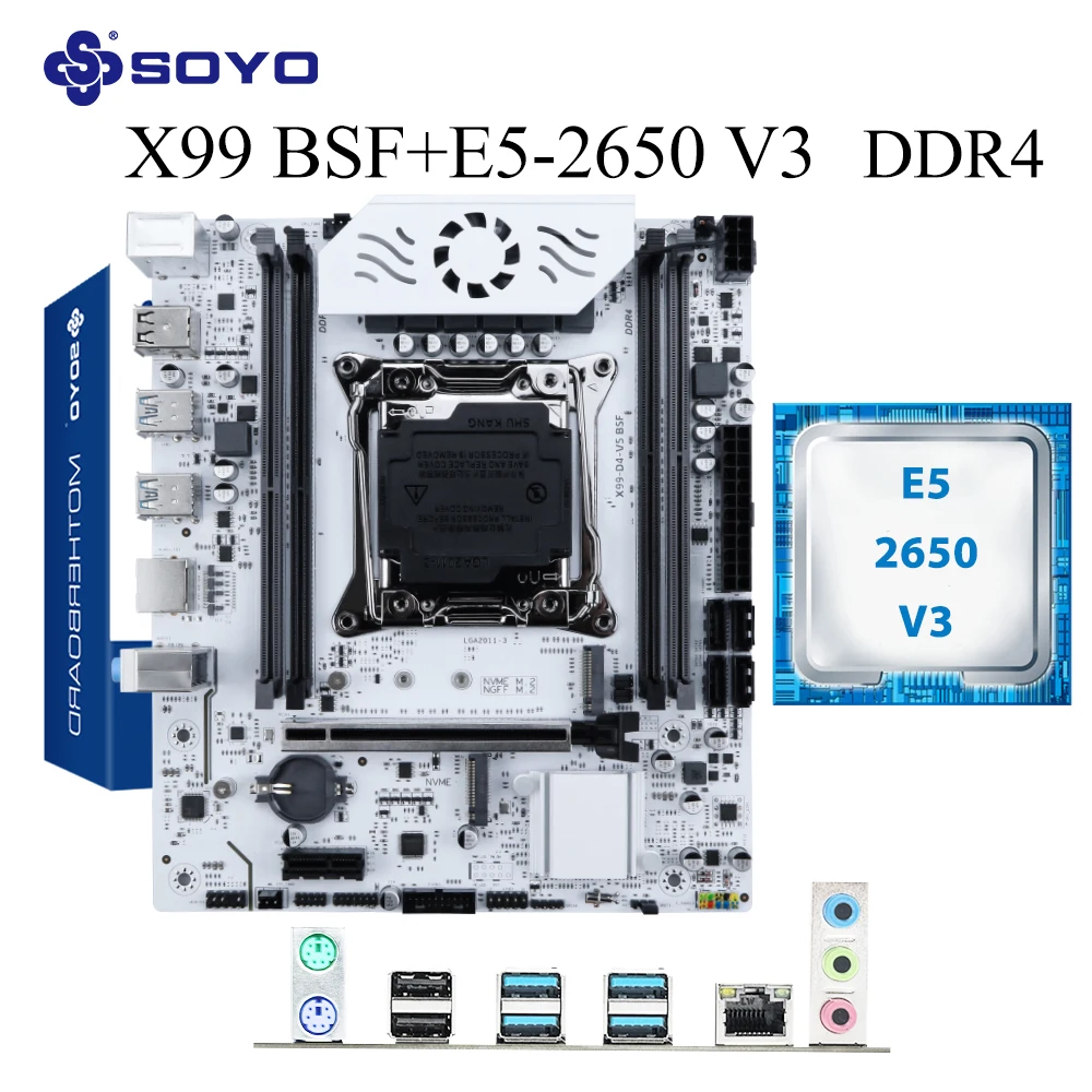 

Gaming Motherboard Set SOYO X99 C612chip with Intel Xeon E5 2650 V3 CPUDDR4 Computer components Mainboard TPM2 PC gamer kit xeon