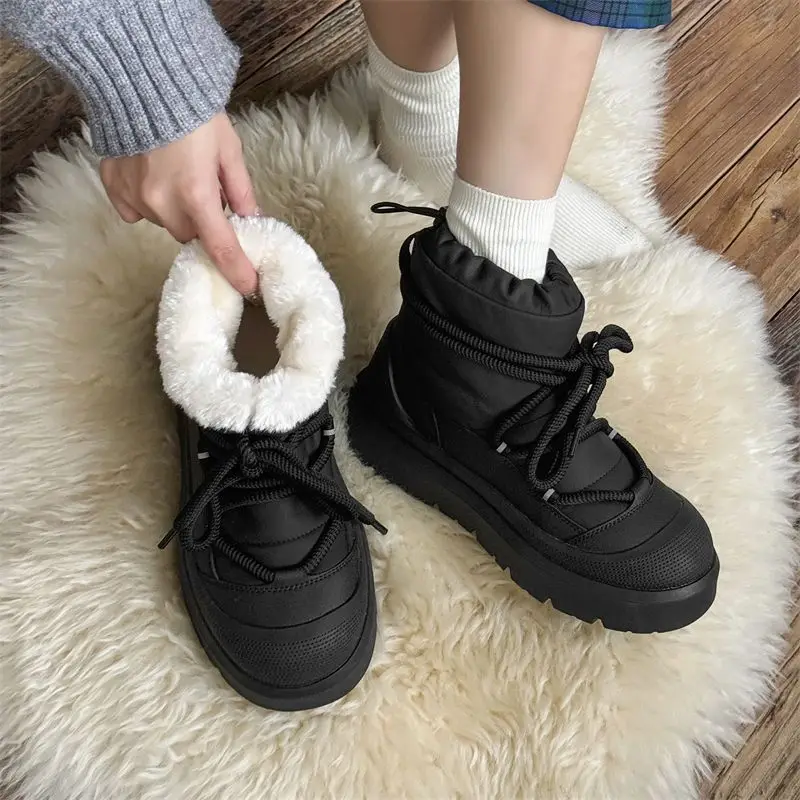 

Men's Snow Boots Autumn and Winter Fur-Lined Thickened Warm Mid-Calf Cotton Shoes Thickened Fashion Casual Bakers Shoes