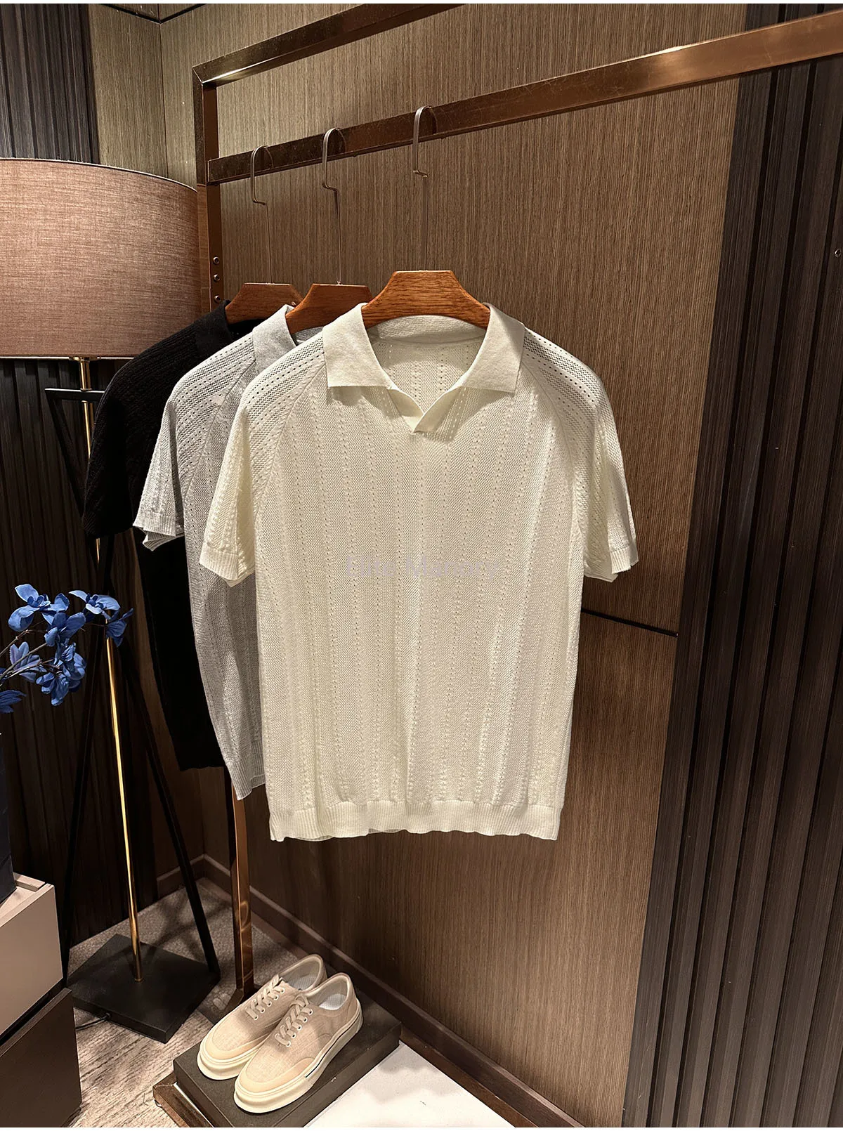 [Love of old money, scissor collar] Summer men's high-end lapel collar short-sleeved T-shirt pure cotton cotton knitted POLO
