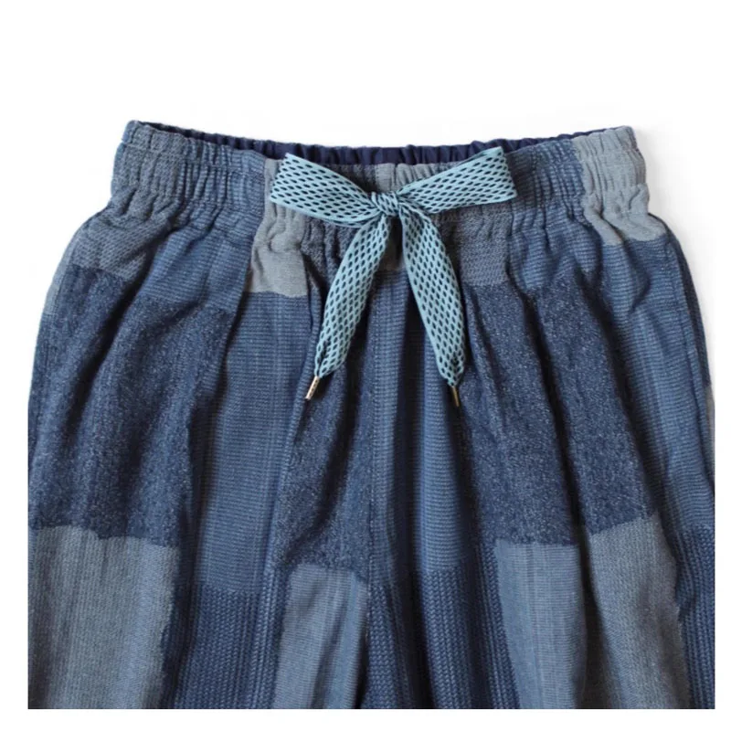 25AW KAPITAL Hirata e Hongri Pantaloni casual elastici stampati patchwork in poliestere retrò larghi per uomo Novità