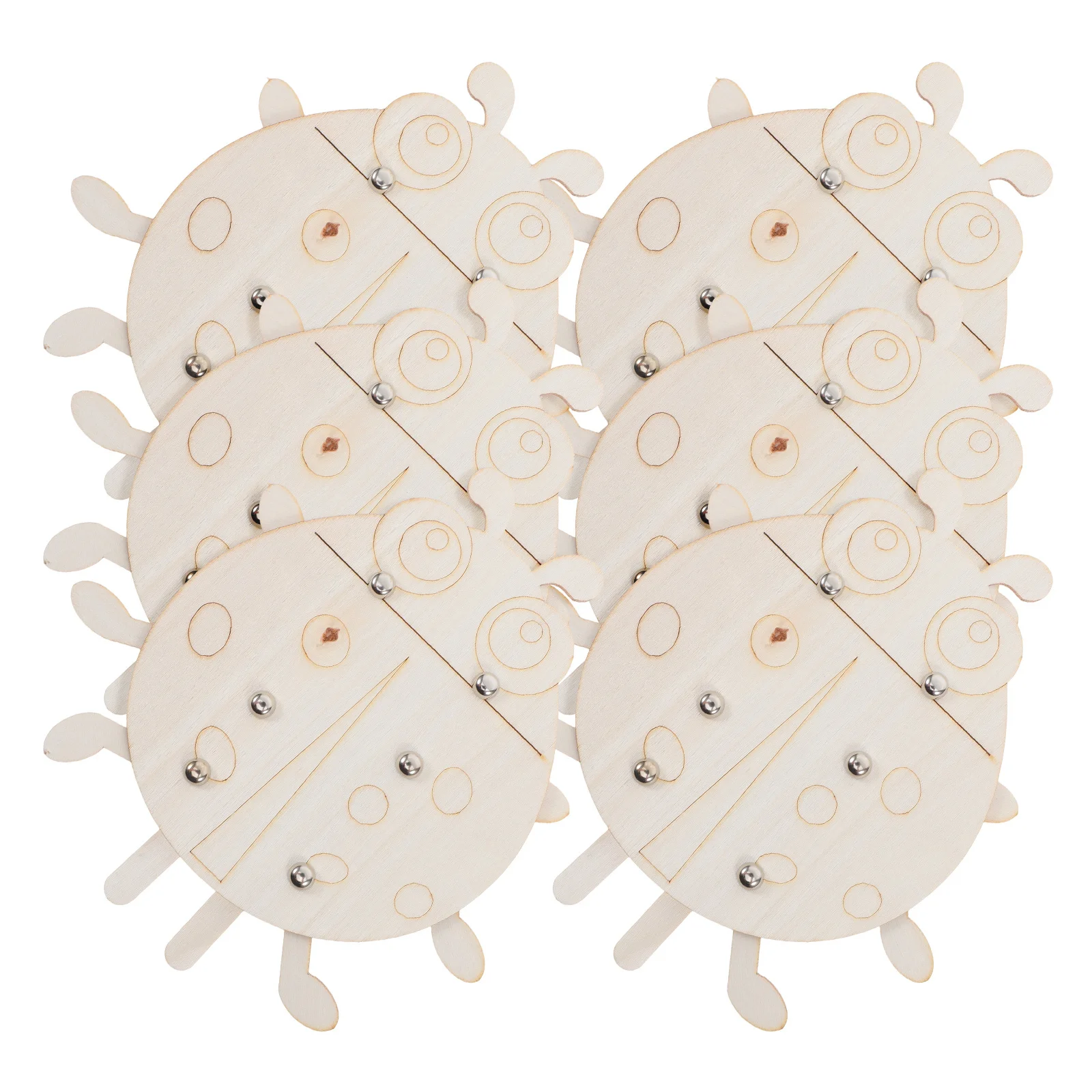 6 قطعة لتقوم بها بنفسك مجموعة الخنفساء الخشبية الحرفية قواطع خشبية غير مكتملة للأطفال اللوحة مشاريع فنية لوازم النشاط التعليمي فارغة #2