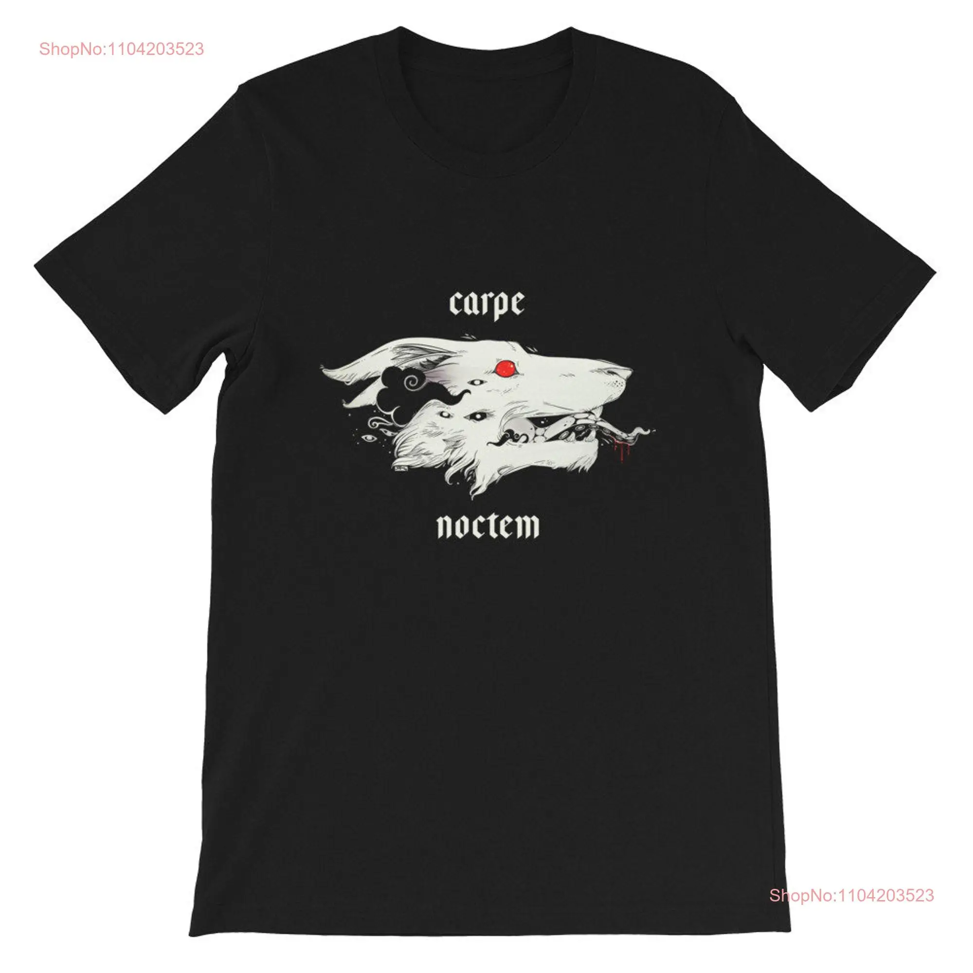 Carpe Noctem Wolf T Shirt Latin For Seize the Night Gothic Grunge Occult  long or short sleeves