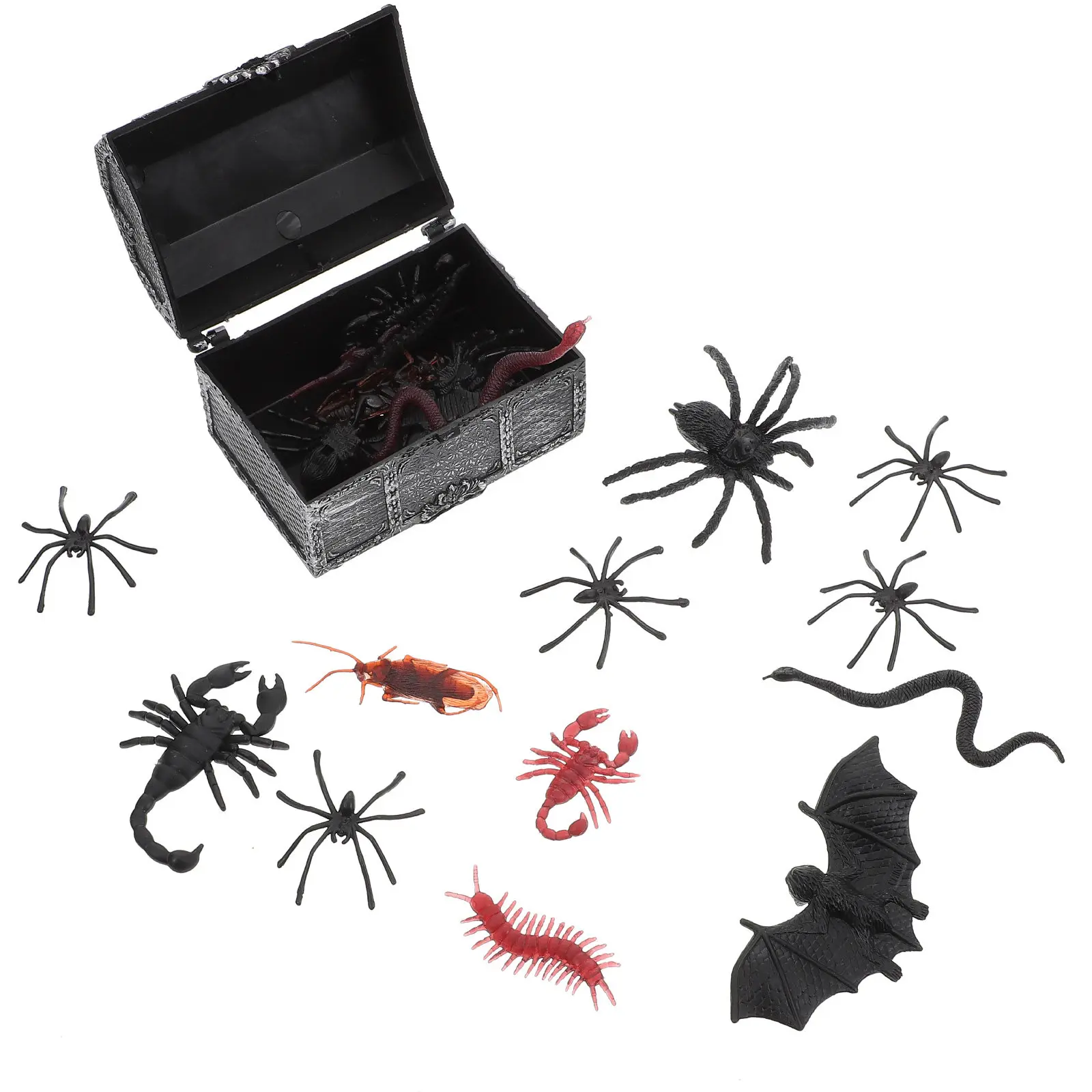 

1Set Halloween Prank Props Set Realistic Plastic Simulation Insects Animals Scary Decor for Haunted House Party Trick Use