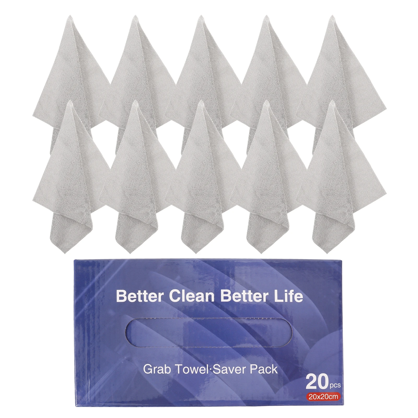 

20pcs Grey Square Microfiber Cleaning Cloths 20cm Boxed Kitchen Towels Reusable Washable House Rags Durable Cloth