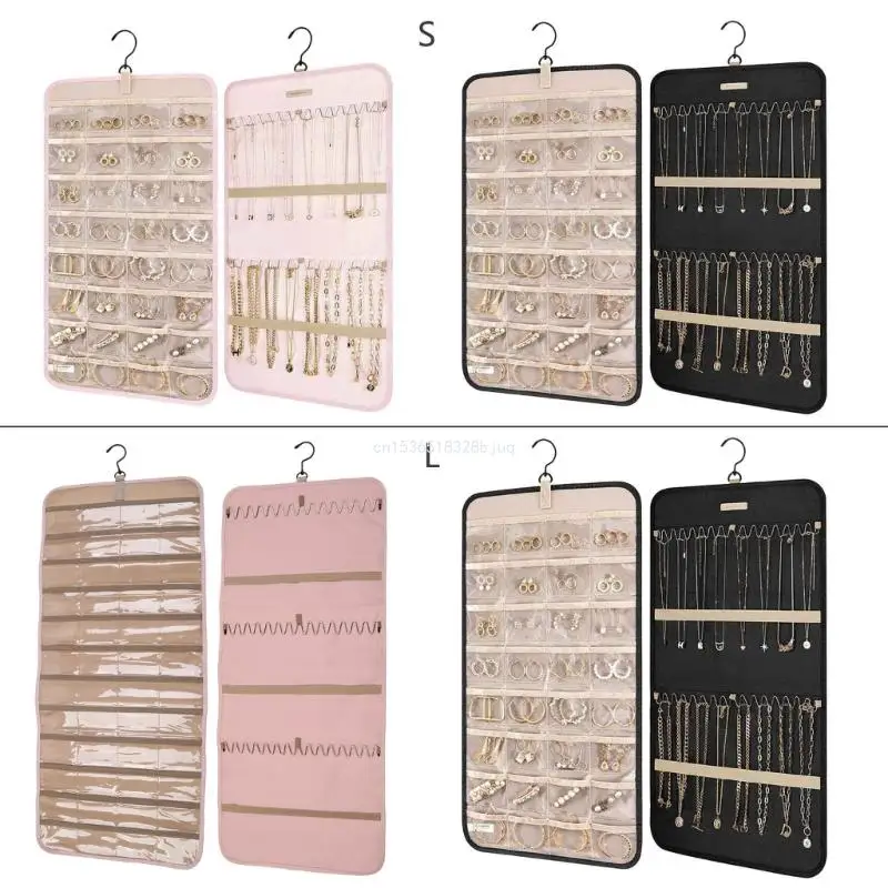 

Hanging-Jewelry Storage Roll with Hanger Metal Hooks Jewelry Holder Dropship