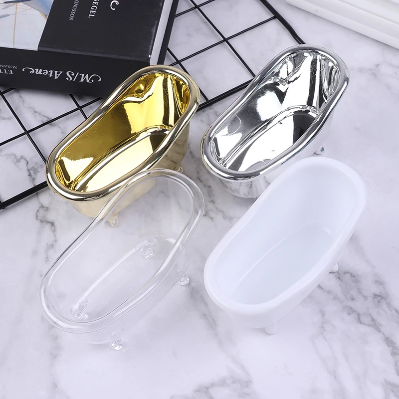 1PC Mini Bathtub Soap Jewelry Storage Box Makeup Organizer Container Desktop Sundry Storage Case Gold Silver Storage Box