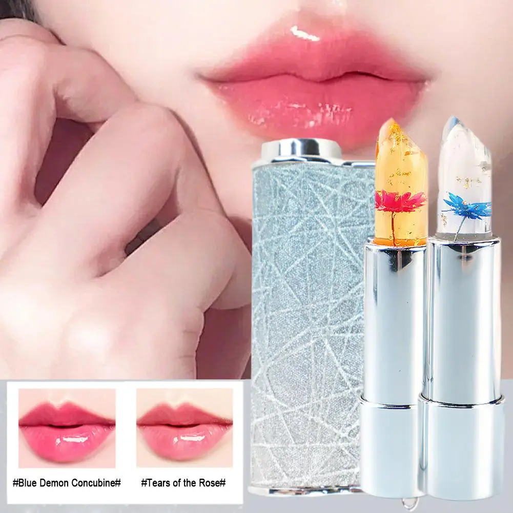 Feuchtigkeit spendende Blume transparente Lippenstift Temperatur Lippen ändern Make-up Pflege lange Gelee Lippenstift Balsam dauerhafte Lippen farbe b3p5