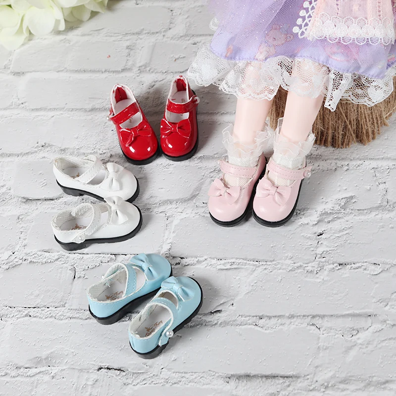 1/6 Bjd Doll Bowknot leather shoes Flat shoes Accessories Inner Length 5cm*2cm Doll Shoes For 30cm Bjd, Big 1/6, Yosd Dolls