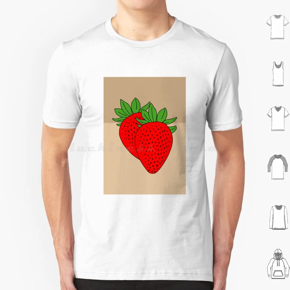 Two Strawberry T Shirt Big Size 100% Cotton Fruits Good Food Healthy Health Eat