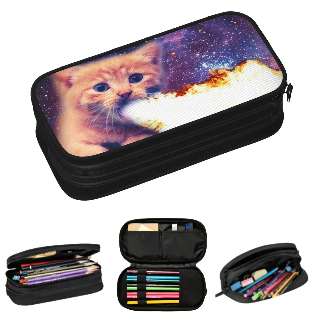 

Lovely Funny Space Cats Pencil Cases for Student Gifts Pen Box Pencil Bag Large Capacity Pencil Pouch