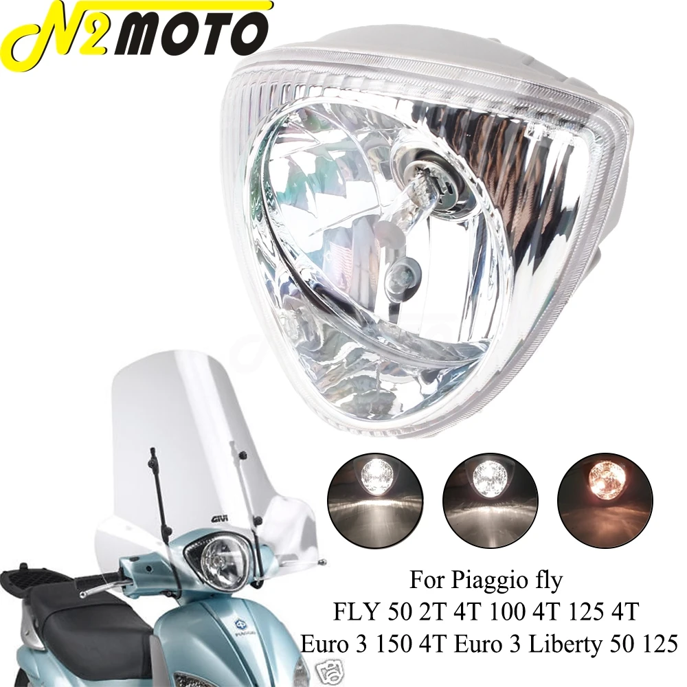 12V Bulb Head Lights Lamp DRL HI/LO Beam Scooter E6 E-Mark Headlight For Piaggio FLY 50 2T 4T 100 125 4T Euro 3 150 Liberty 50