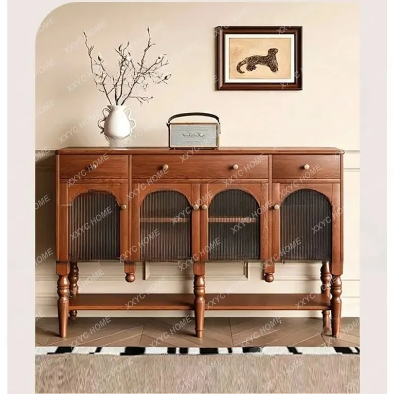 XXt Medieval Style Personalized Glass Side Cabinet Entry Tall Roman Column Bucket Cabinet