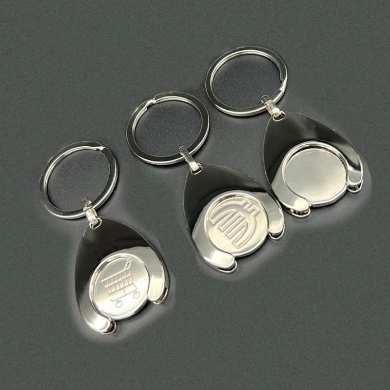 E15E Handy Keychain Shopping Cart Coin Rings Euro or Blank Tokens Pendant Key Chain