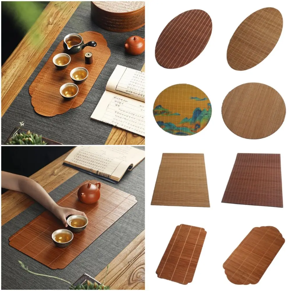 

Multicolor Bamboo Tea Mat Heat Insulation Anti Scalding Tea Ceremony Accessories Multi-shape Zen Tea Mat Tea Ceremony Supplies