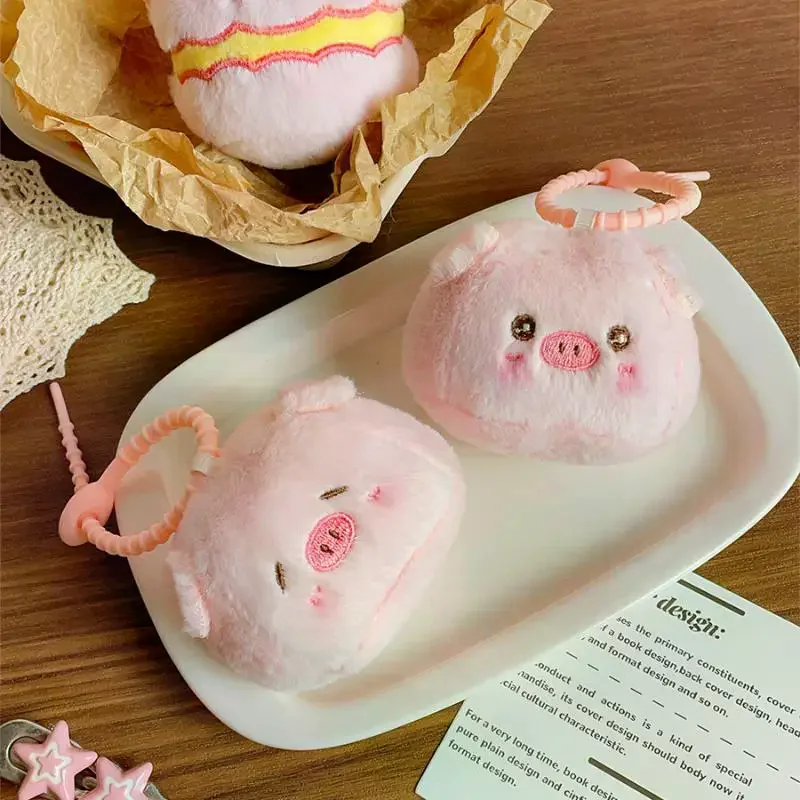 لطيف الكرتون ليتل خنزير باوزي دمية أفخم قلادة المفاتيح Kawaii الحيوان أفخم خنزير ظهره تزيين مُثبت اكسسوارات هدية