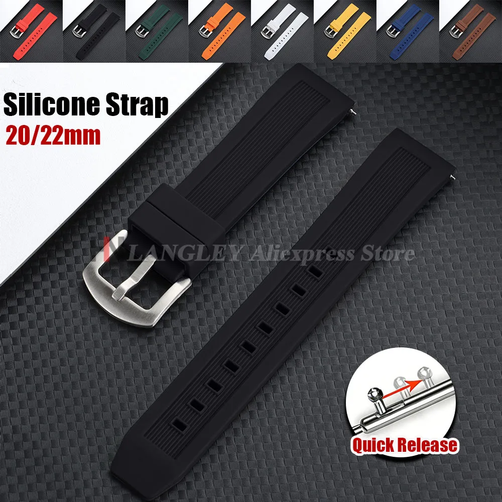 Pulseira de Silicone Premium 20mm 22mm para Citizen Promaster Series, Liberação Rápida, Esportiva, à Prova d'Água, para Relógios Seiko e Omega