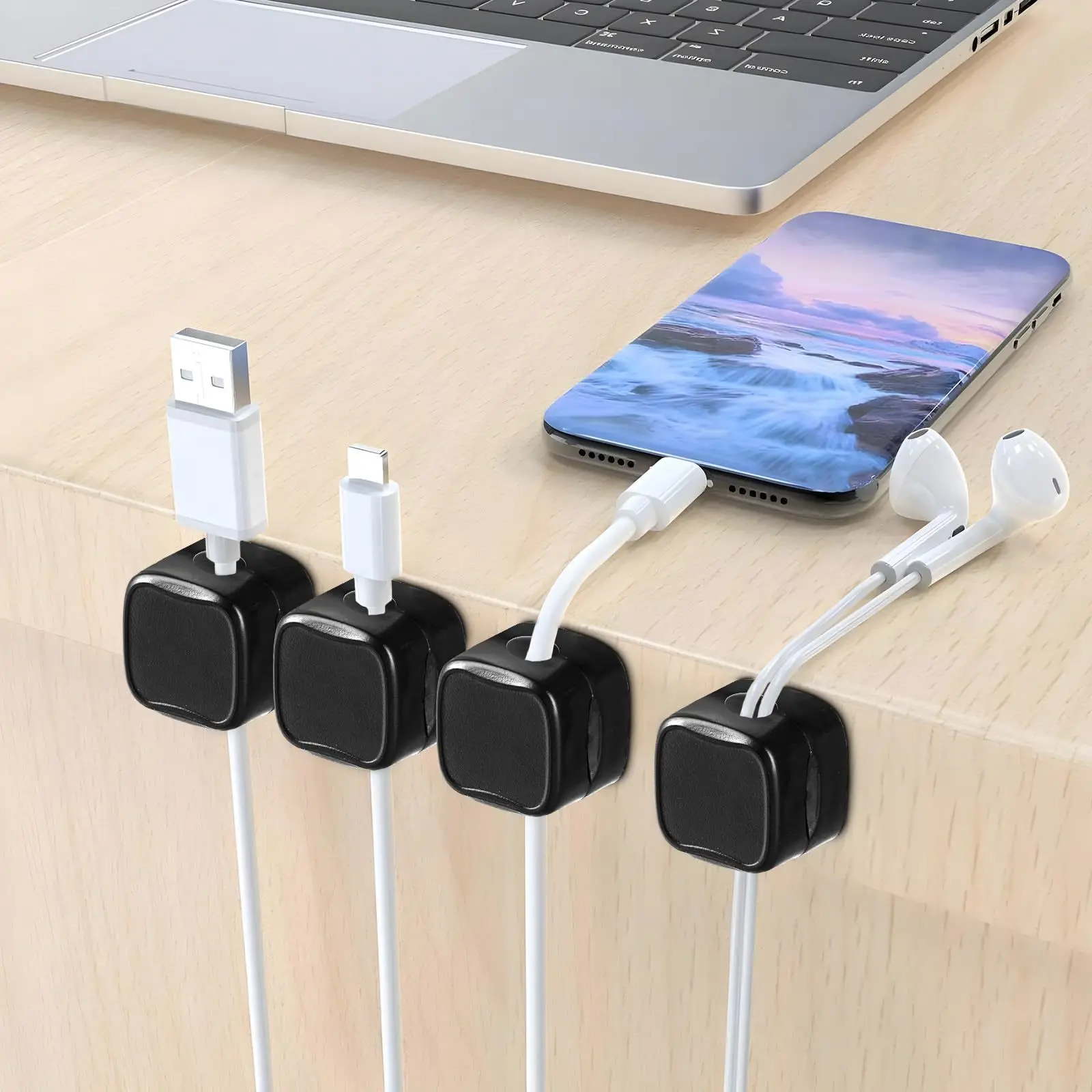 6PCS Cord Organizer, Cord Keeper, Cable Organizer Holder, Cable Management, Earbud and Charging Cable Winder and Organizer