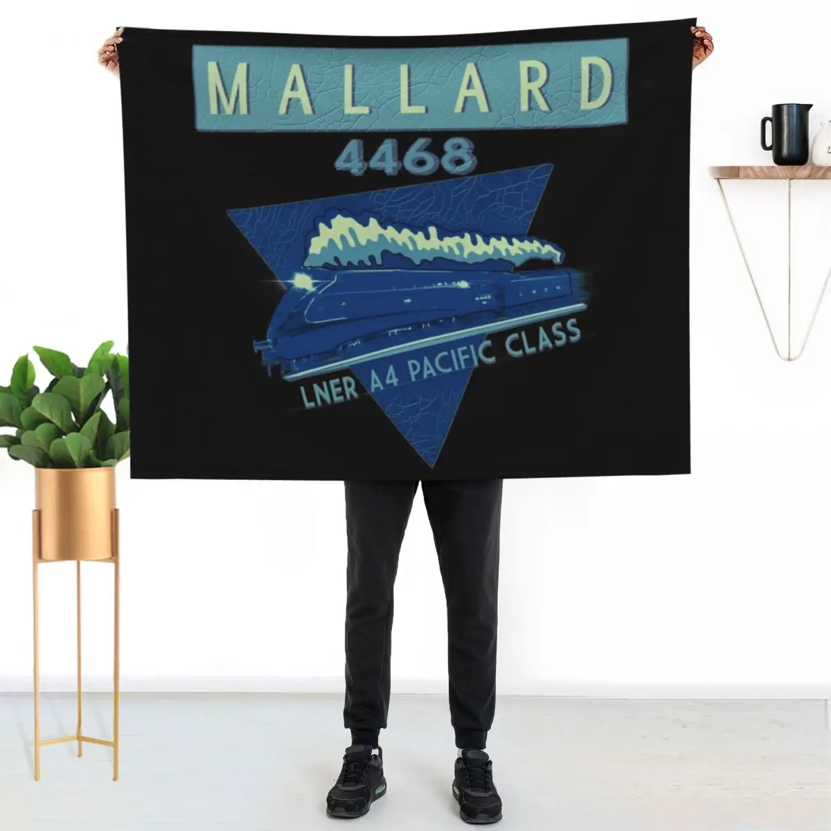 The Legendary Mallard Pacific Class Steam Train Locomotive Engine Throw Blanket Soft Plush Plaid Heavy Warm Blankets