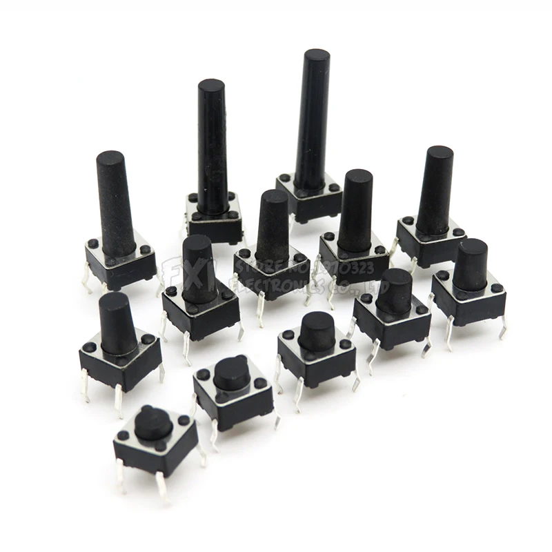 50PCS DIP 4Pin 6*6 Micro Tact Push Button Switches 6x6x4.3/5/6/7/8/9/10/11/12/13/14/15 MM 4.3mm 5mm 6mm 7mm 8mm 9mm 10mm 11mm