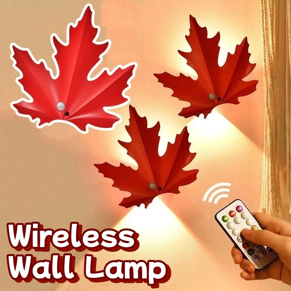 

Creative Maple Leaves Bedroom Remote Light Motion Sensor Maple Leaves Shaped LED Induction Lamp Wireless Decorative Lighting