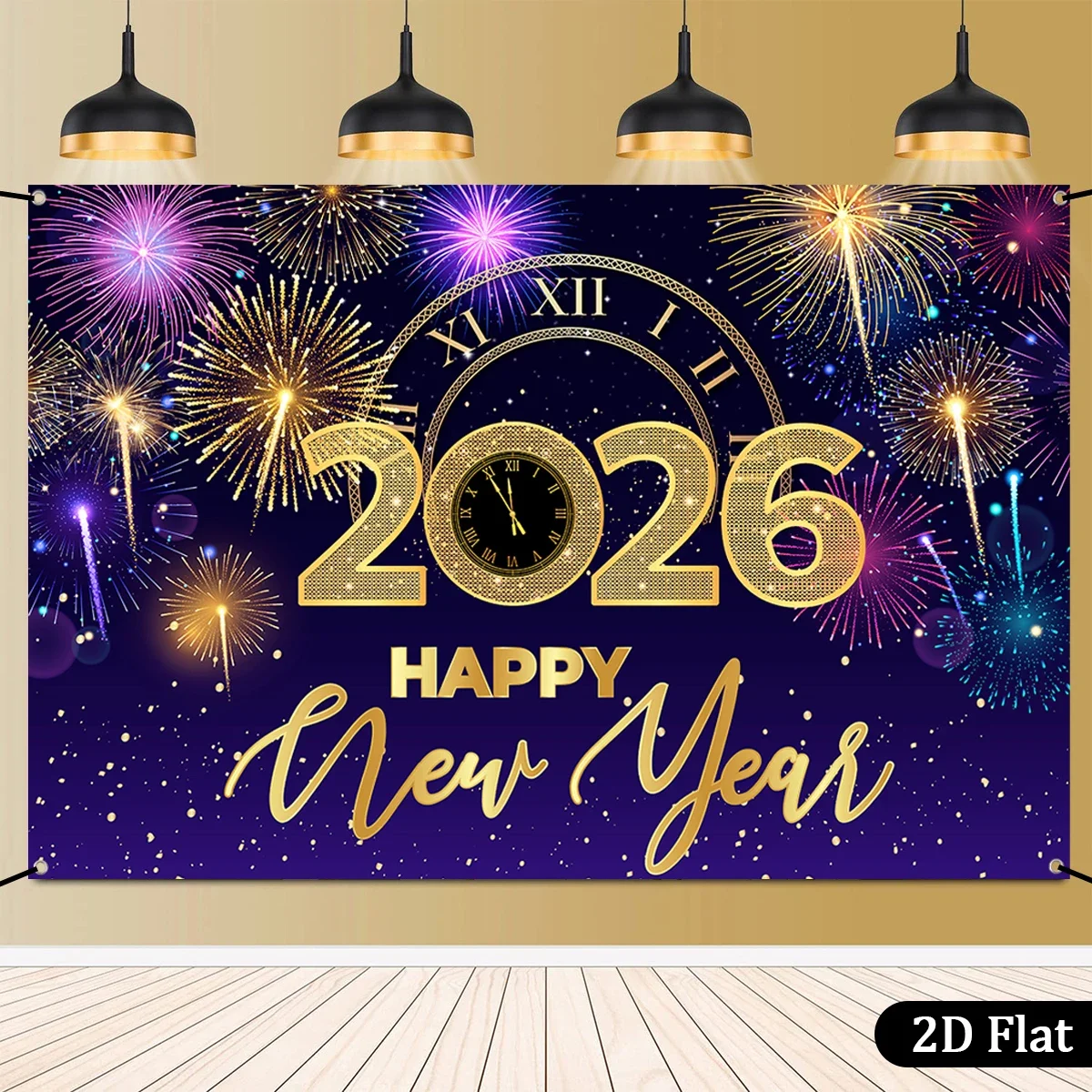 Schwarzgold-Neujahrs-Hintergrund, Banner, 2026, frohes neues Jahr, Weihnachten, Party, Hintergrund, Dekoration, Geschenke, Neujahr, Partyzubehör