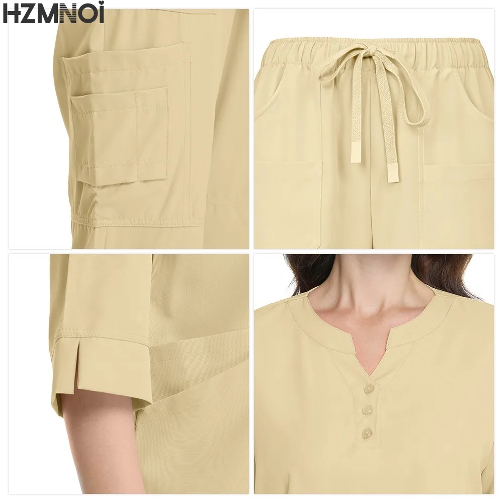 Scrubs Nursing Accessories Medical Surgical Gowns Doctor Nurse Special Scrub Men Solid Color Work Wear Spa Unifroms Women Unisex view 3