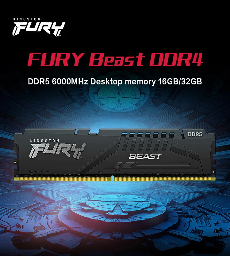 Kingston FURY Beast-Memoria Ram DDR5, 16GB, 32GB, 6000MHz, AMD