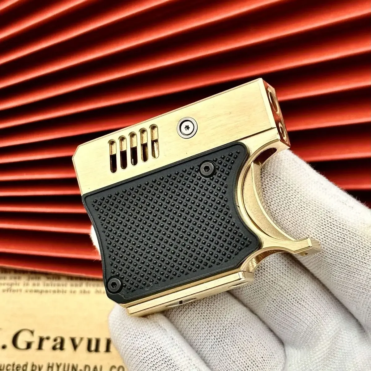 Rare Brass Creative Kerosene Lighter Insurance Catapult Semi Automatic Gun Retro Personalized Gift New Design