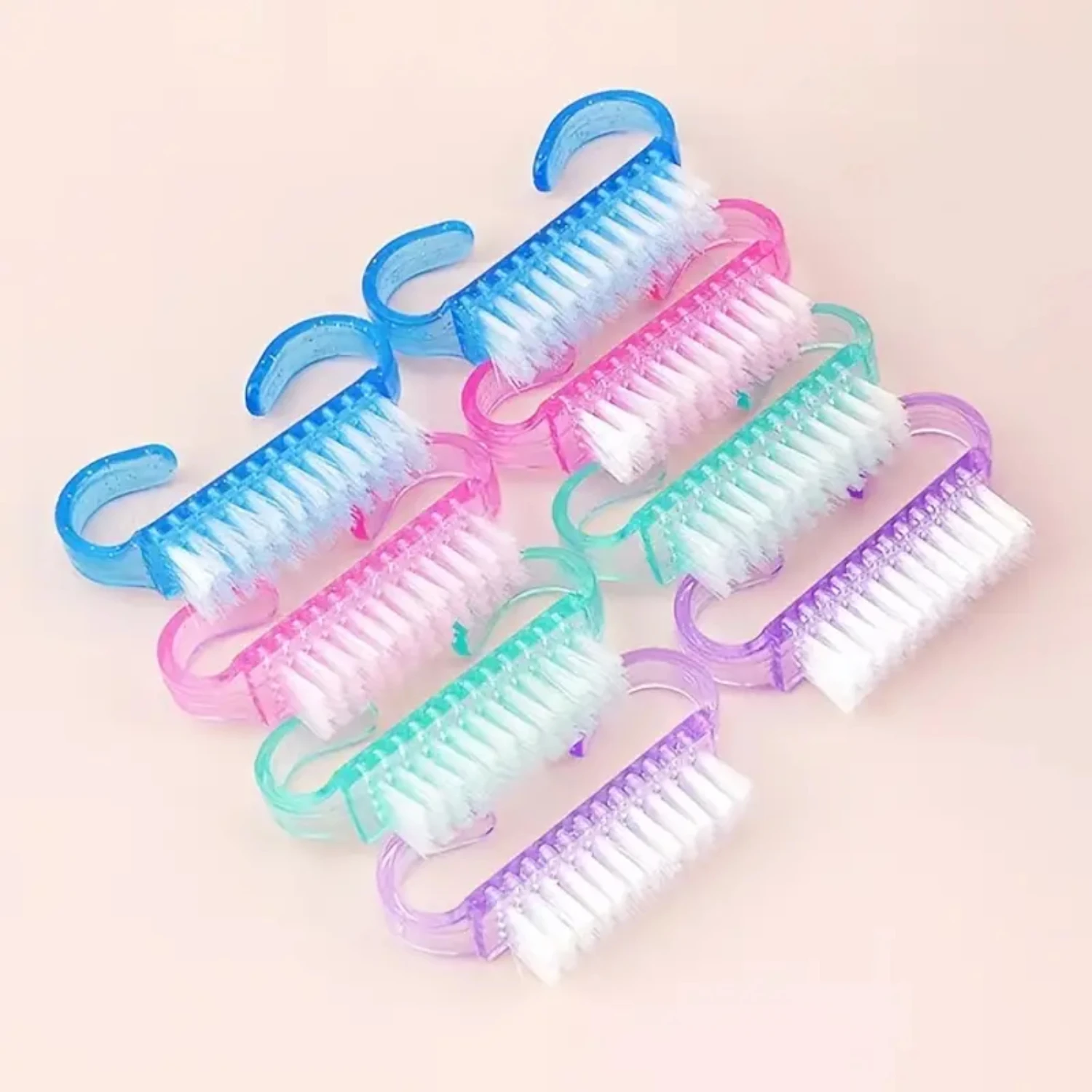 Soft 10 Pcs/Lot Plastic Acrylic Nail Brush Set for Manicure Pedicure - File Tools to Remove Dust and Clean Nails.