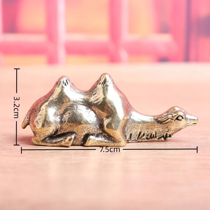 1 PC Creative Solid Pure Brass Camel Pen Holder Office Desk Ornament Tea Pet Craft Gift Hand Play Piece Unique Home Decoration