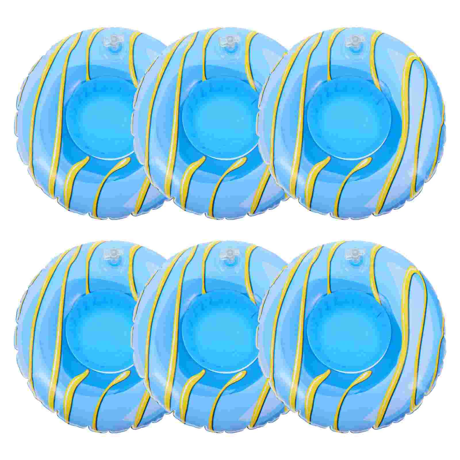 

6 Pcs Water Floating Cup Holder Inflatable Drink Beverage Holders Coaster Drinks PVC Mat