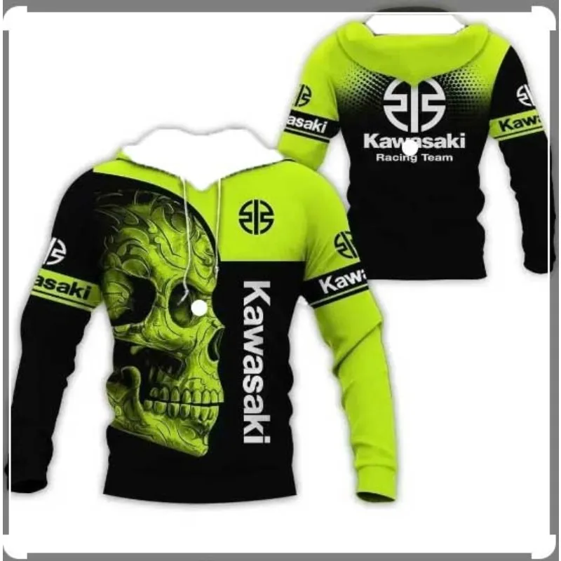 

Kawasaki Motorcycle Racing Style Hooded Sweatshirt Unisex Sports And Leisure Fashion Trend Latest Design