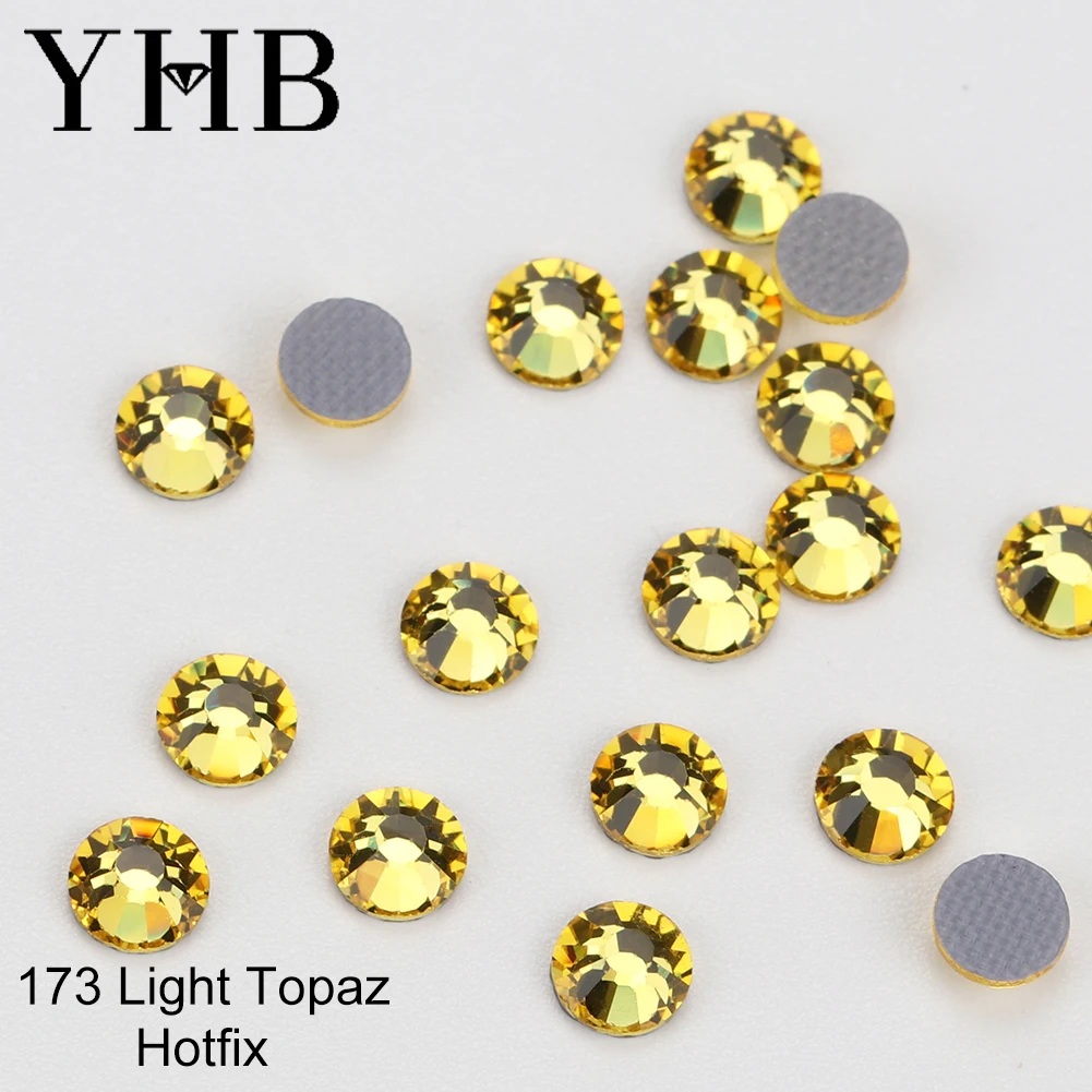 YHB SS4-SS40 Hoge Kwaliteit Geel Plaksteen Hotfix Steentjes Voor Schoenen Tassen Stof Kledingstuk Decoratie Diy Sieraden Accessoires