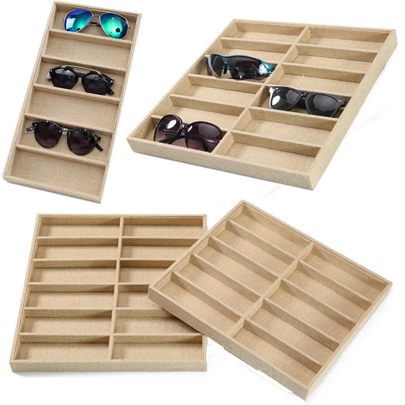 

Linen 6/10/12 Grids Sunglasses Display Box Jewelery Display Glasses Display Props Jewelry Organizer Tray Fashion Cases Packaging