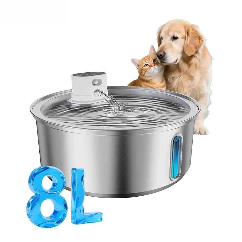 

Cat Fountain Stainless Steel 280oz/8L Wireless Water Dispenser Battery Powered Rechargeable Motion Sensor
